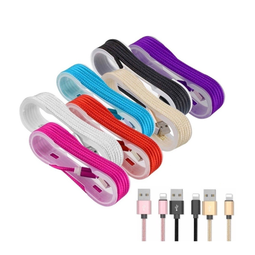 Cabo de Dados Lightning Nylon Trançado Reforçado 1,3 Metros