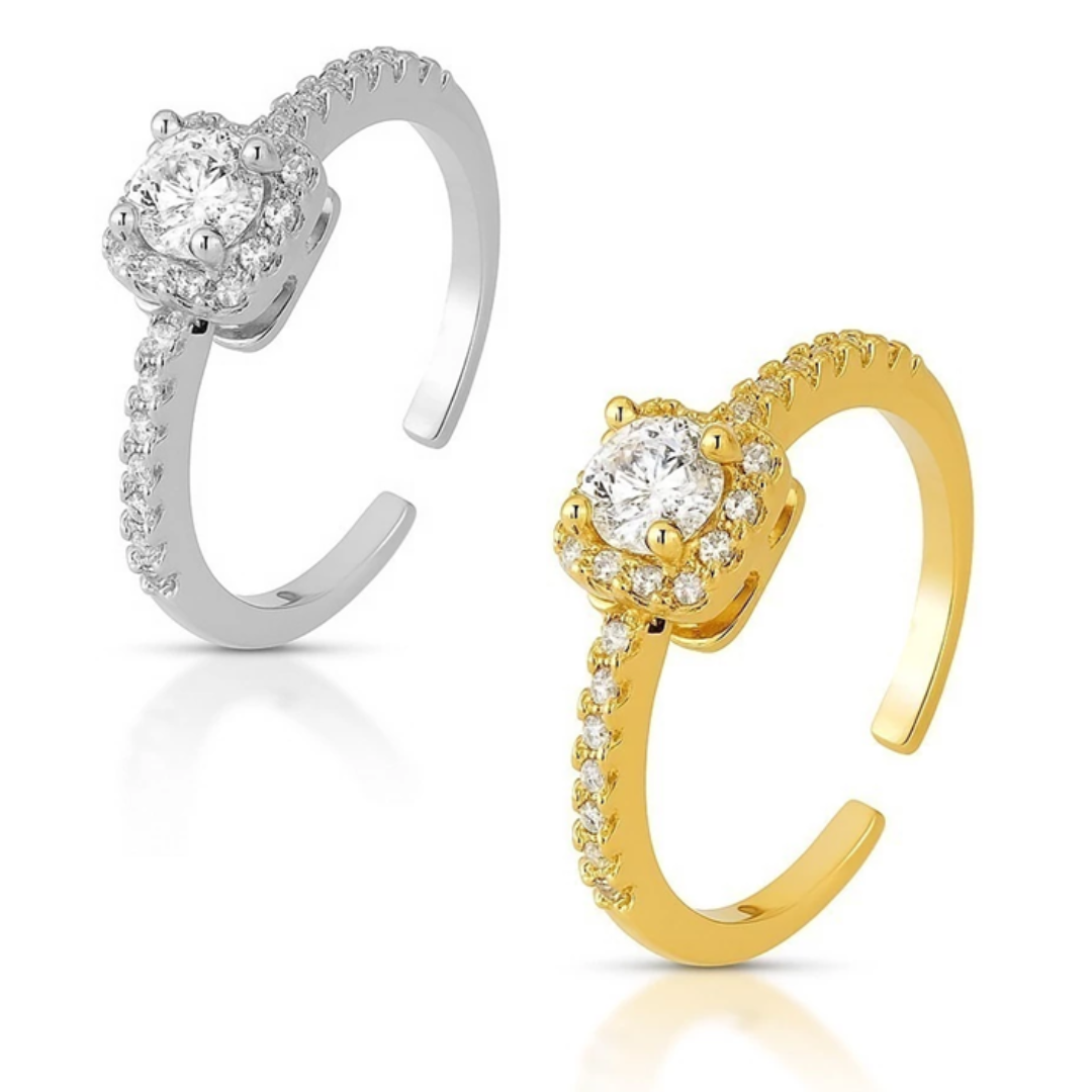 Anel solitário banhada a ouro ou ródio