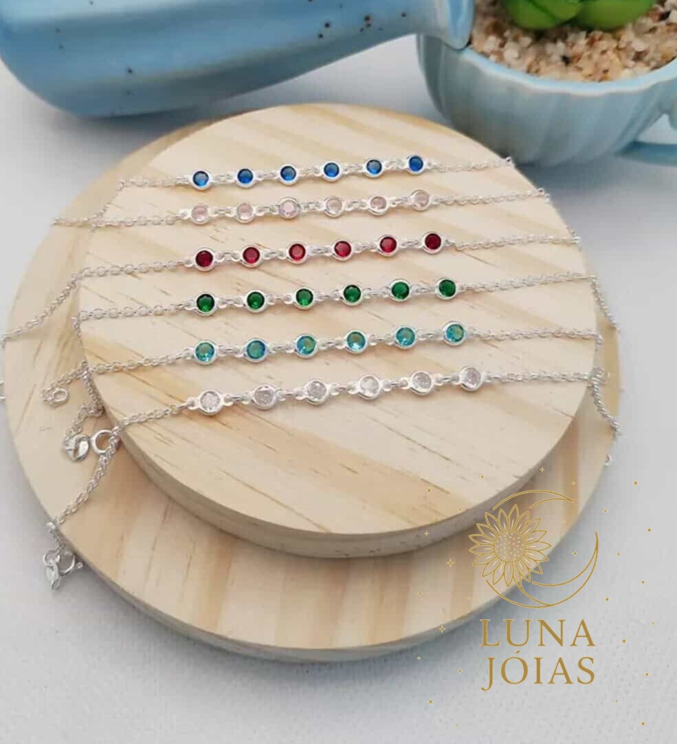 Pulseira com Pedras verde floresta  Facetadas