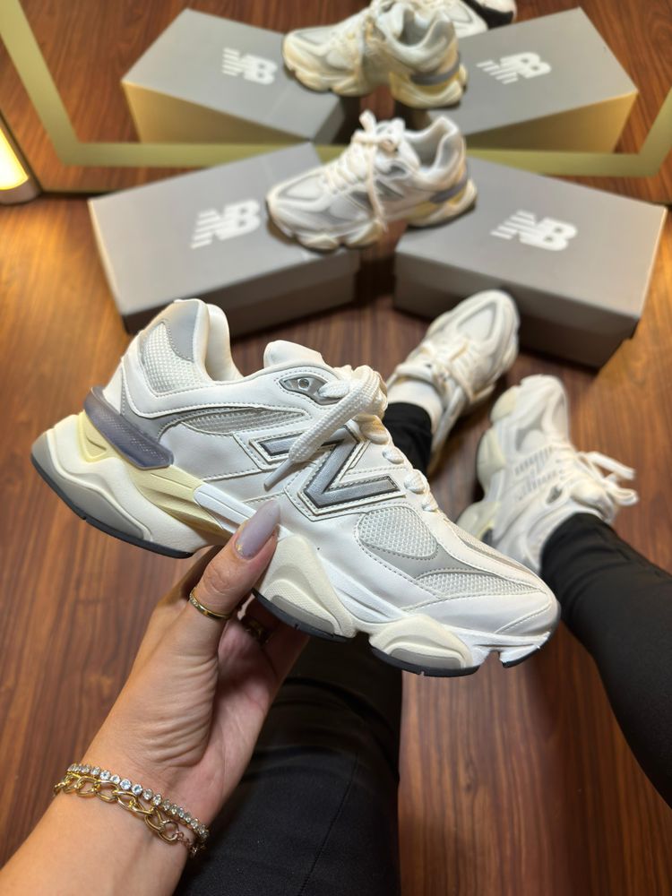 New balance 9060 Couro Branco cinza