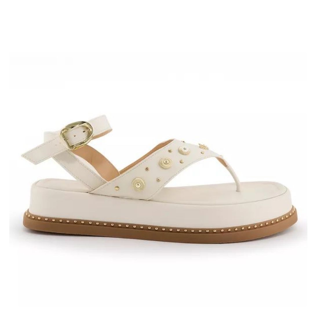 PAPETE FEMININA FLATFORM TIRAS FIVELA 23402 - OFF WHITE