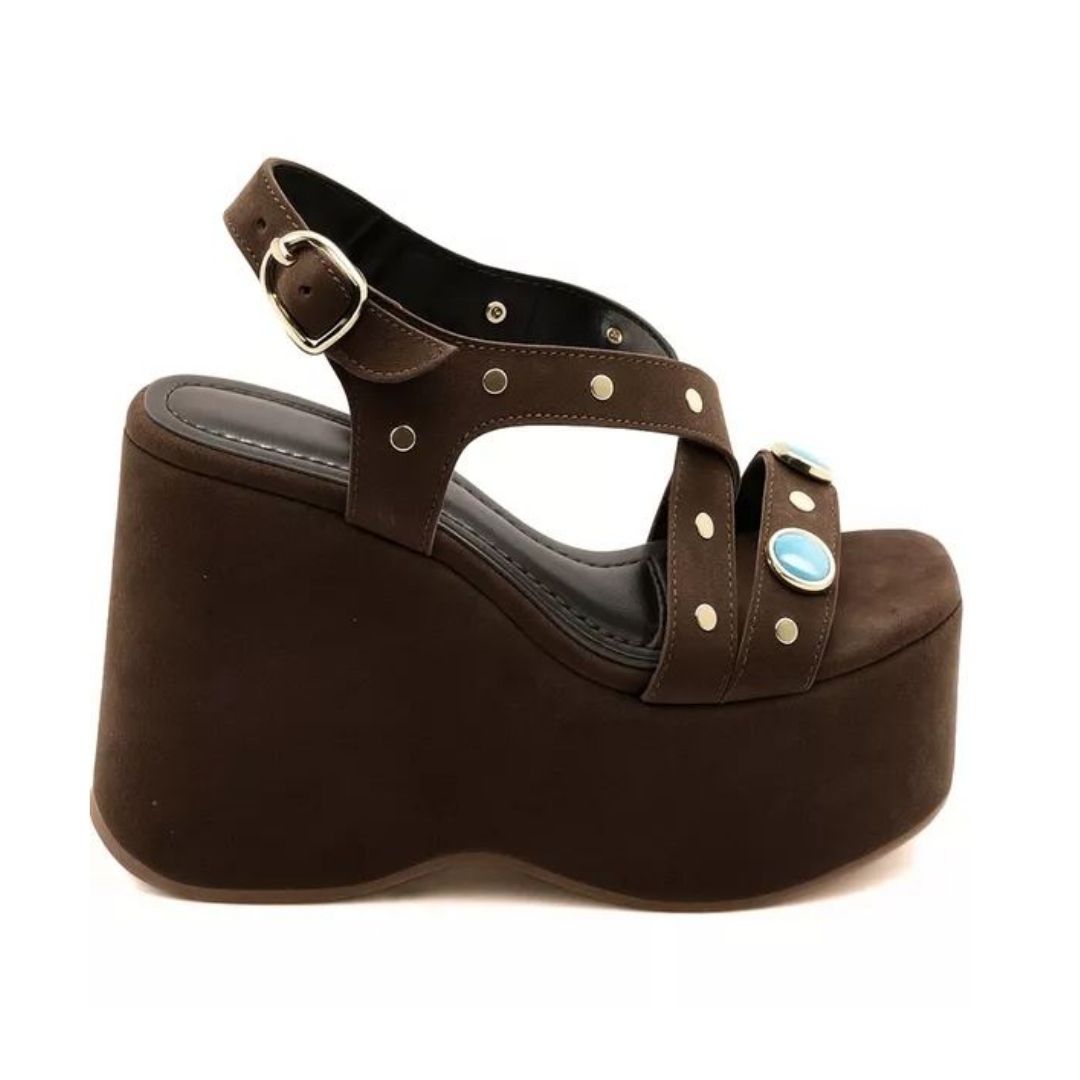 SANDÁLIA FEMININA ANABELA PLATAFORMA 182173 - MARROM