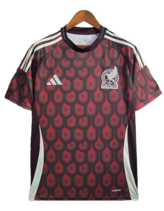 Camisa Seleção do México I 24/25 - Torcedor Adidas Masculina - Vinho com detalhes em vermelho e verde
