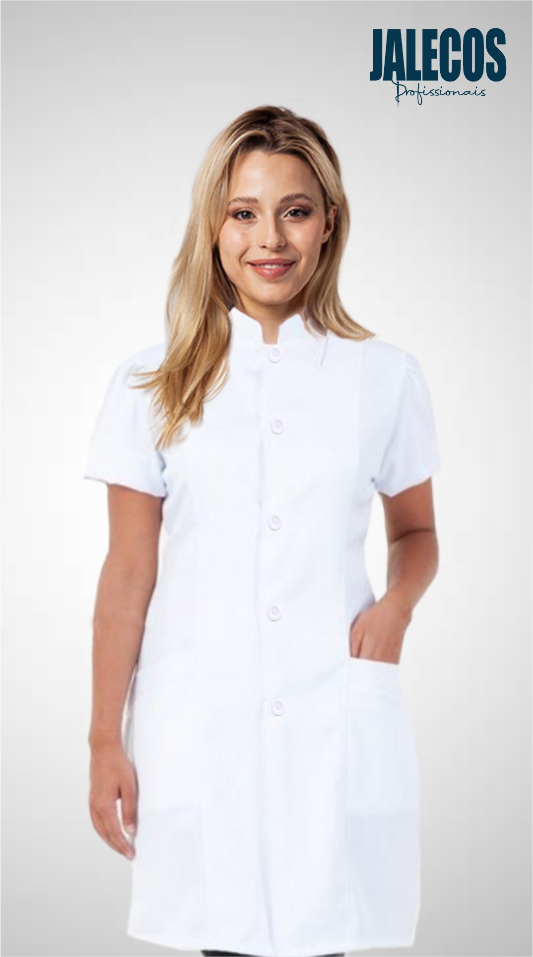 Jaleco gola padre Manga Curta