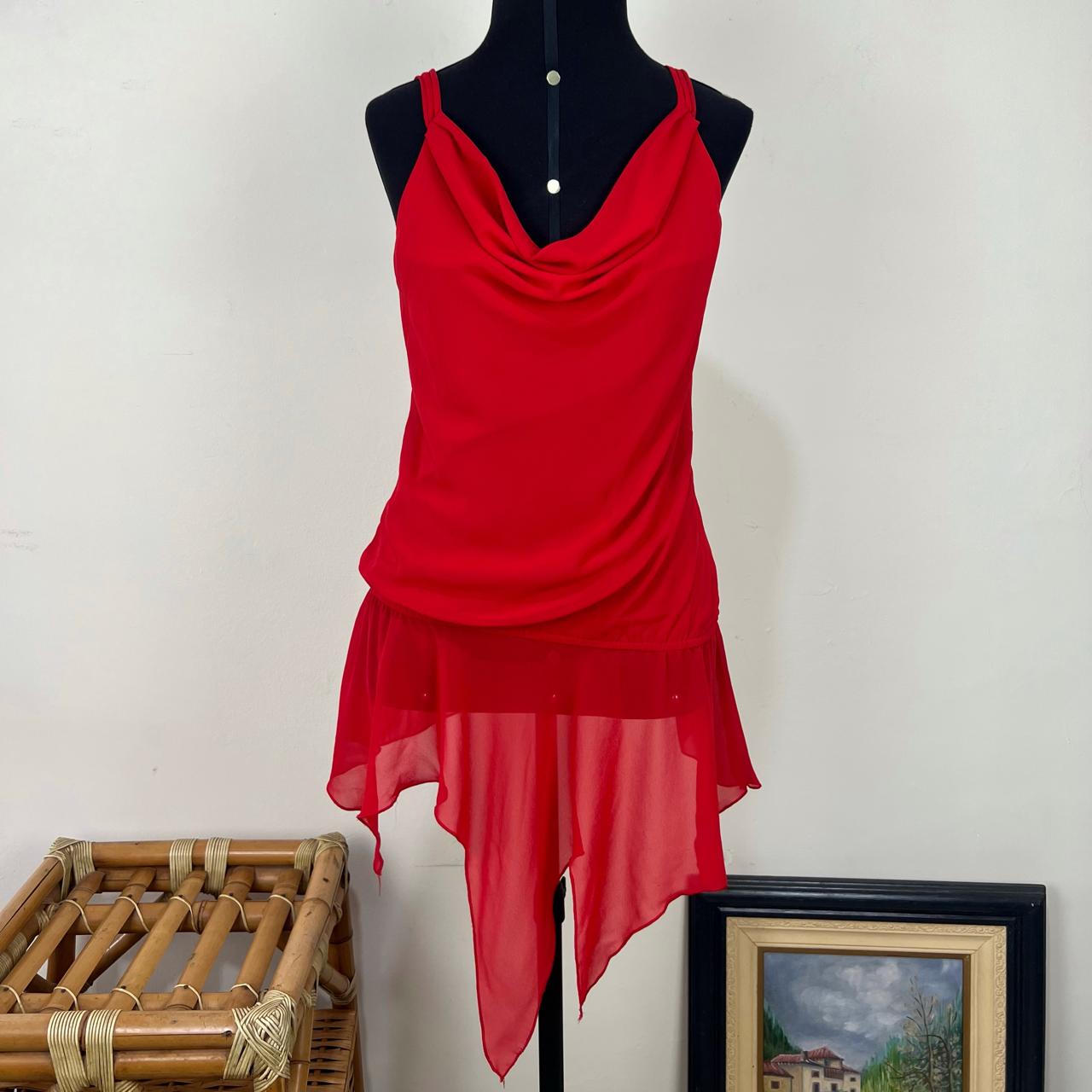 (M/G) Blusa fairy vermelha bata assimétrica