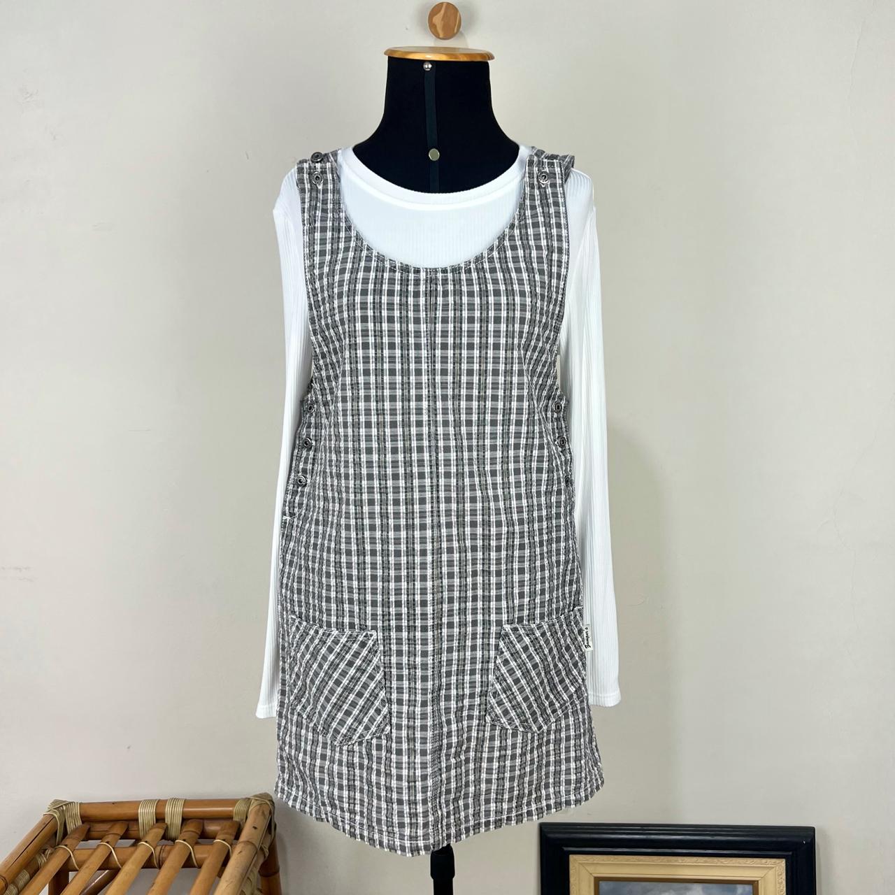 (M) Salopete vestido xadrez vintage com CGC