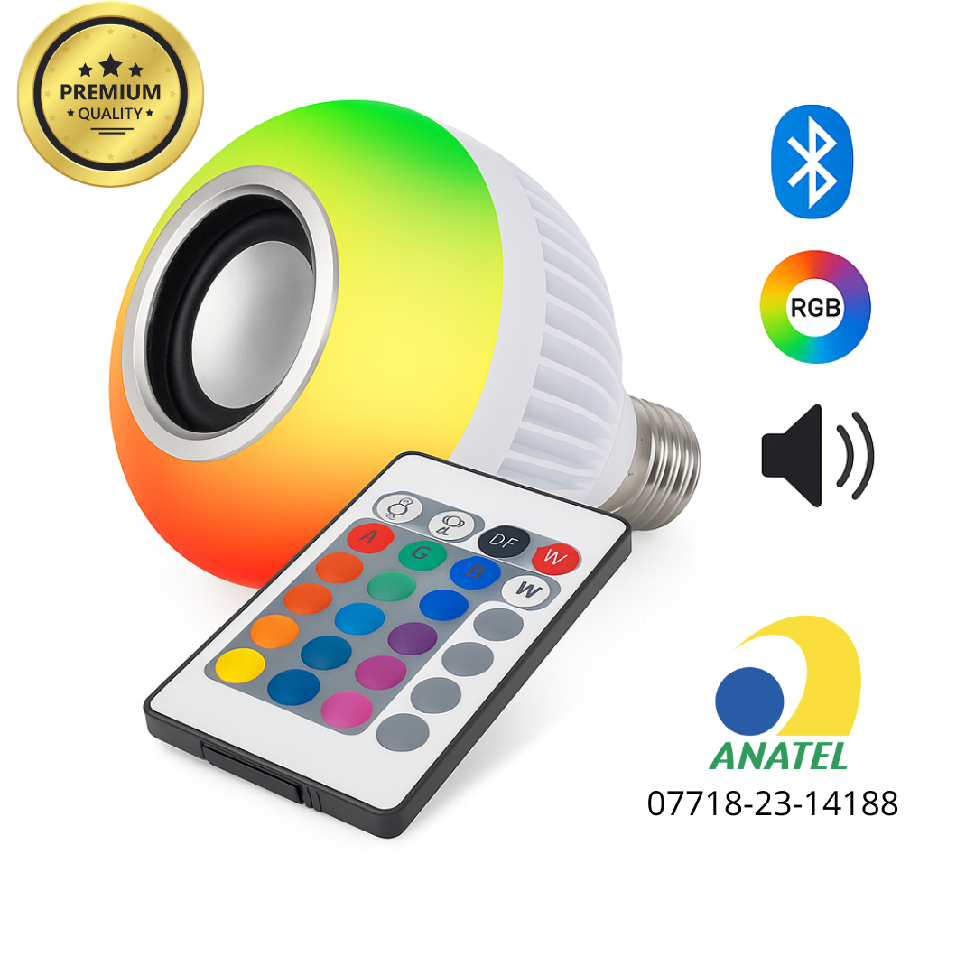 Lâmpada Bluetooth LED RGB com Som