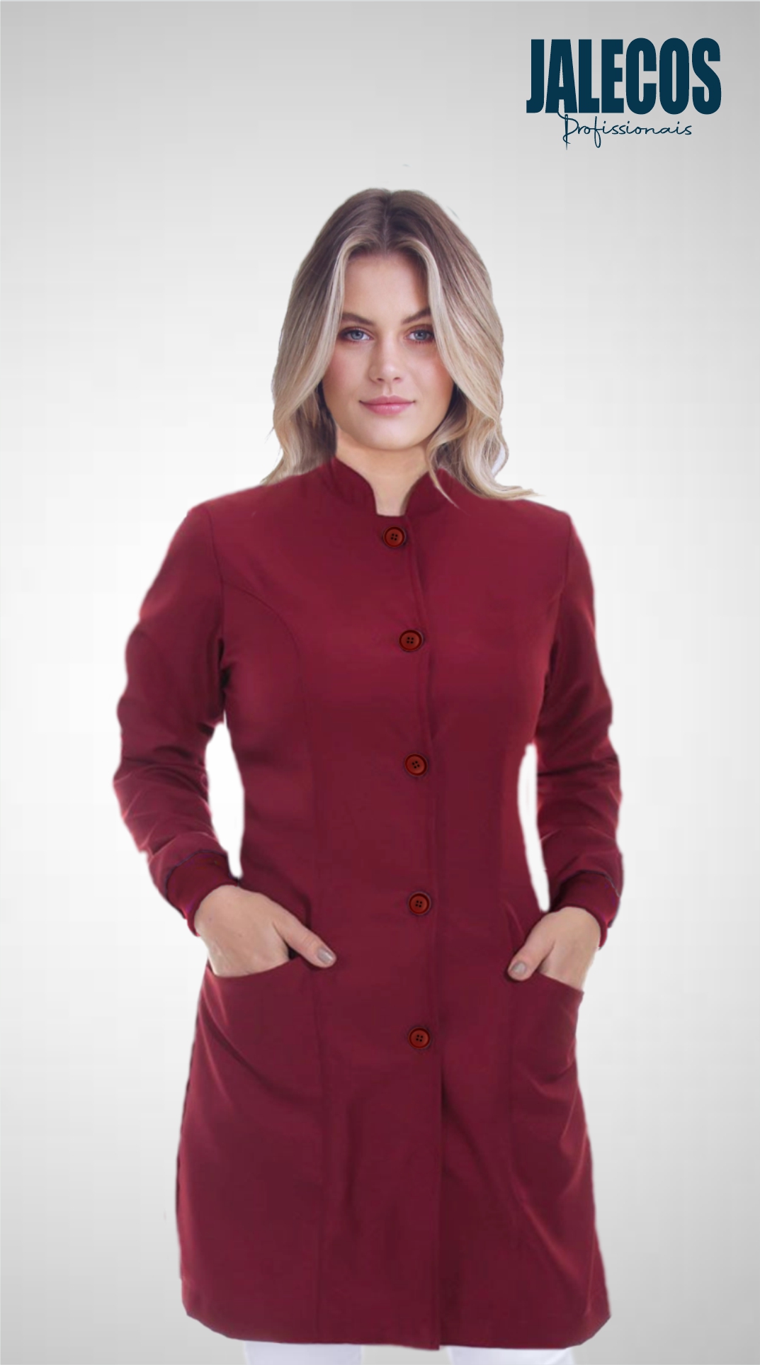 Jaleco Feminino Bordô/Marsala botões