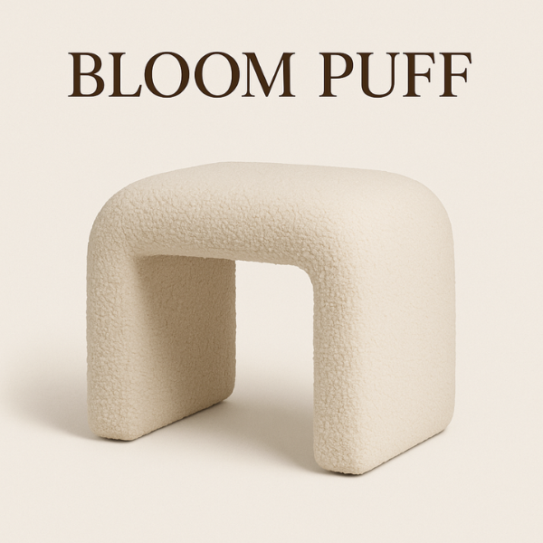 Puff Moderno Bloom U   Design Exclusivo e Confortável para Sua Decoração