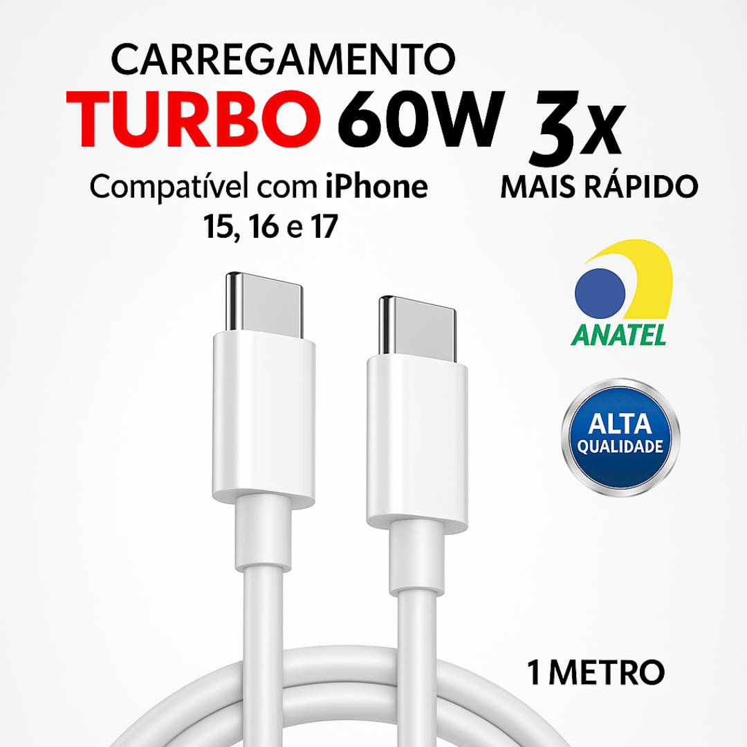 Cabo Carregador Rápido USB-C Tipo C 30W