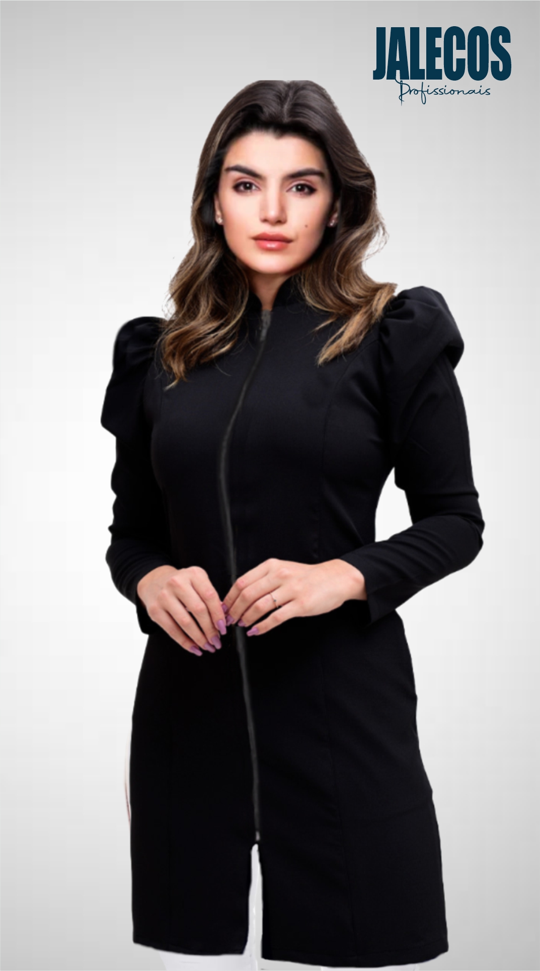 Jaleco Princesa Preto com zíper