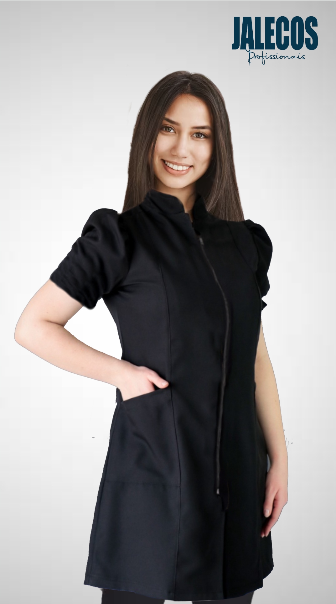 Jaleco Princesa mangas curtas com botões ou zíper