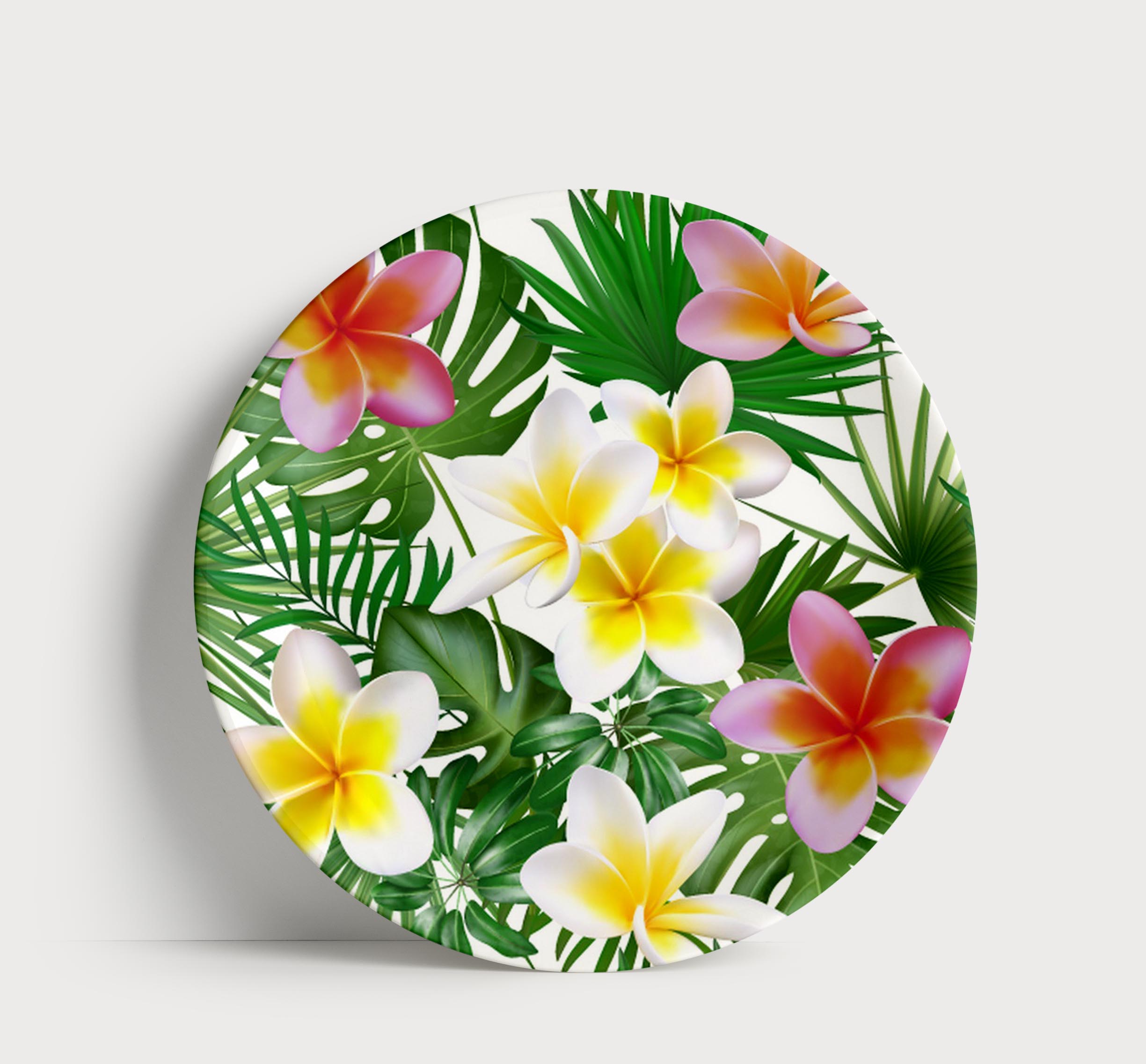 Prato Porcelana Folhagens e Flores Tropicais Urban Jungle