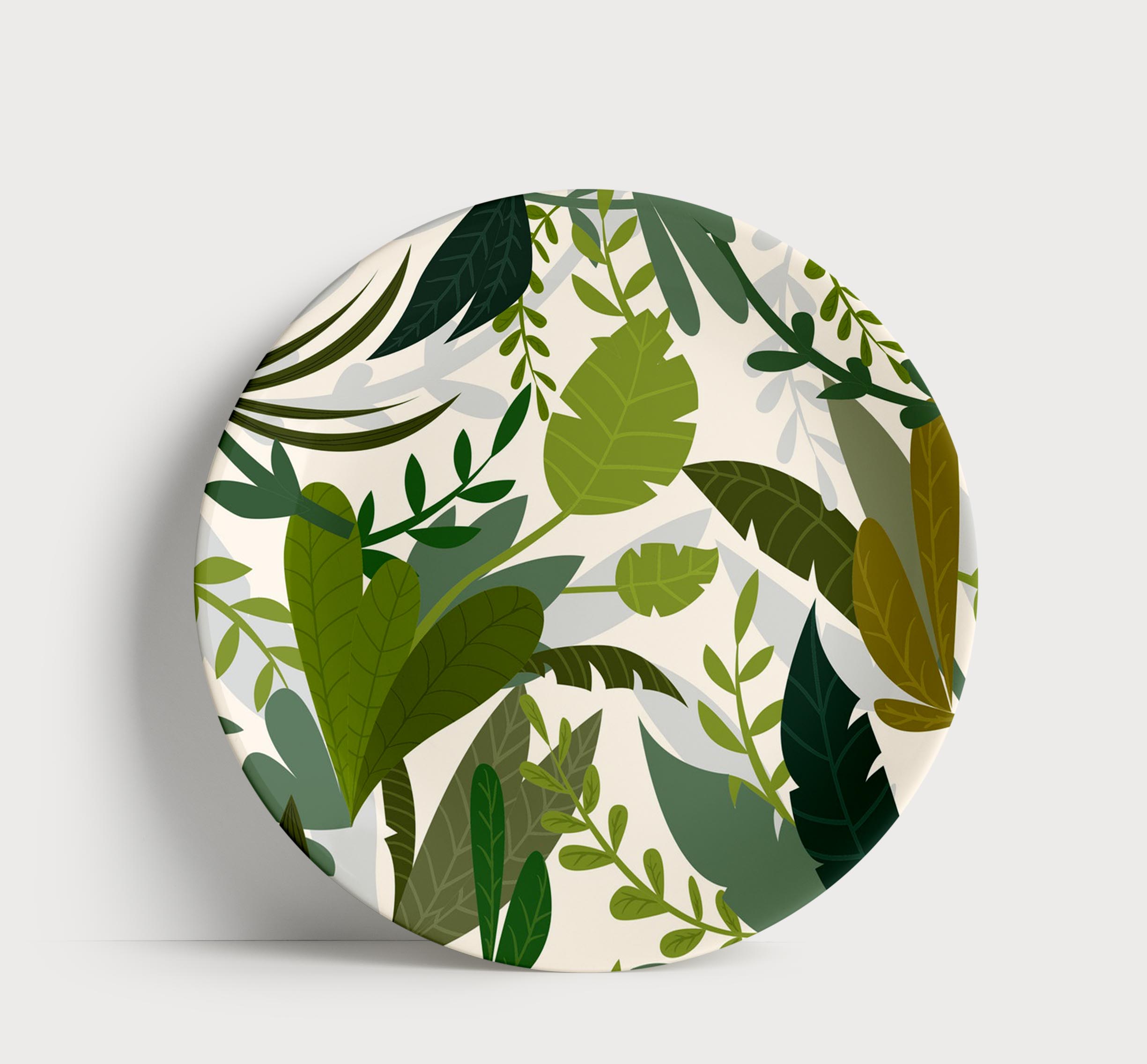 Prato Porcelana Folhagens Design Flat Urban Jungle Decor