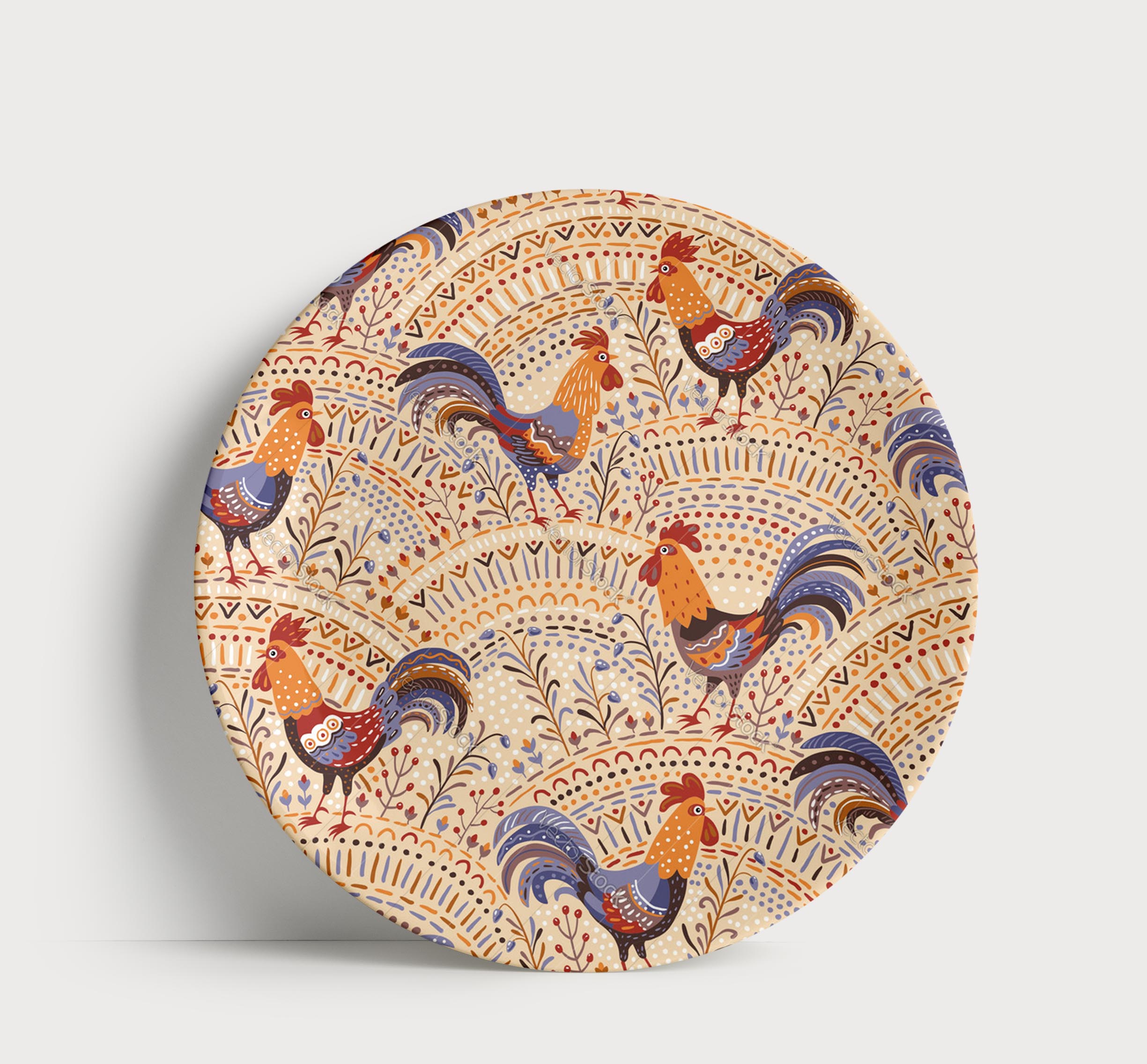 Prato de Porcelana Galo de Barcelos Folk - Arte Popular e Cores Rústicas