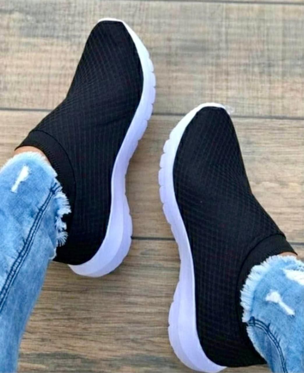 Tênis Meia Feminino Slip On Academia Caminhada