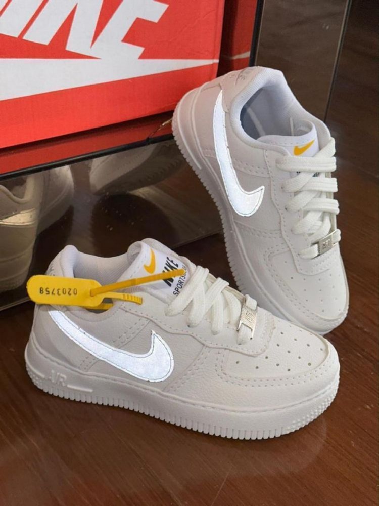 Tênis Air Force 1 Refletivo Infantil - Branco