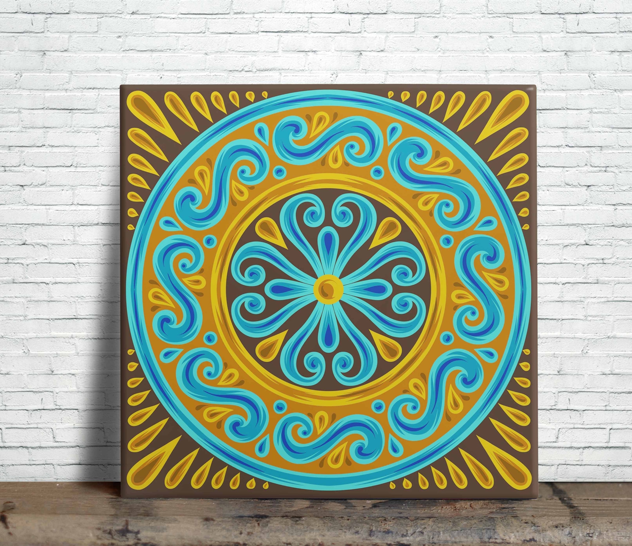 Azulejo Decorativo Mandala Terra e Mar - Espiral Boho