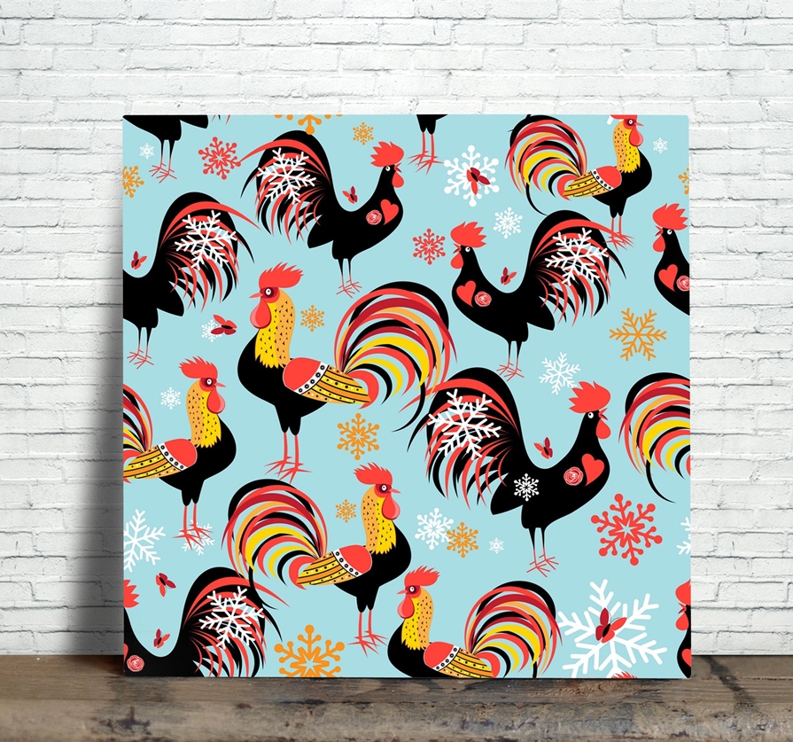 Azulejo Decorativo Galo Festivo - Padronagem Alegre e Colorida