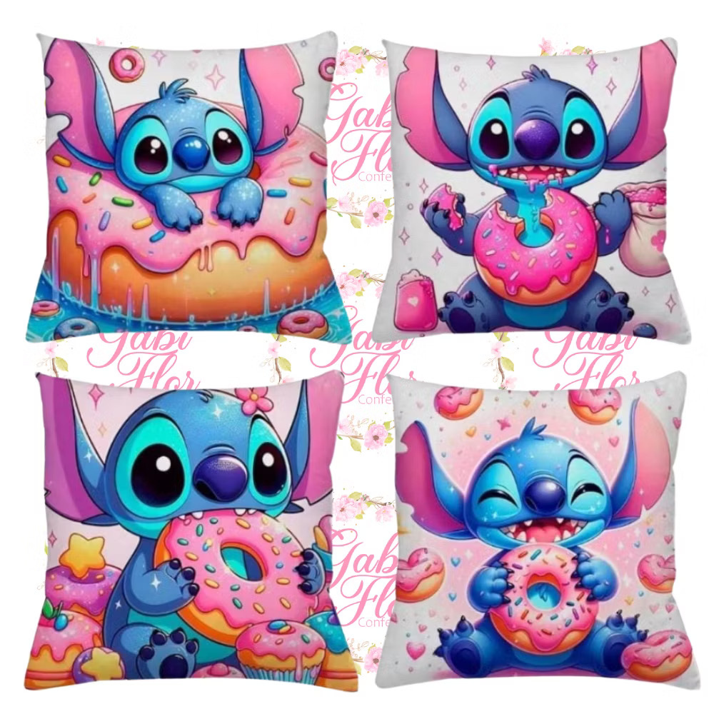 Kit 4 Almofadas Cheias Decorativas Lillo Stitch Personalizadas Quarto
