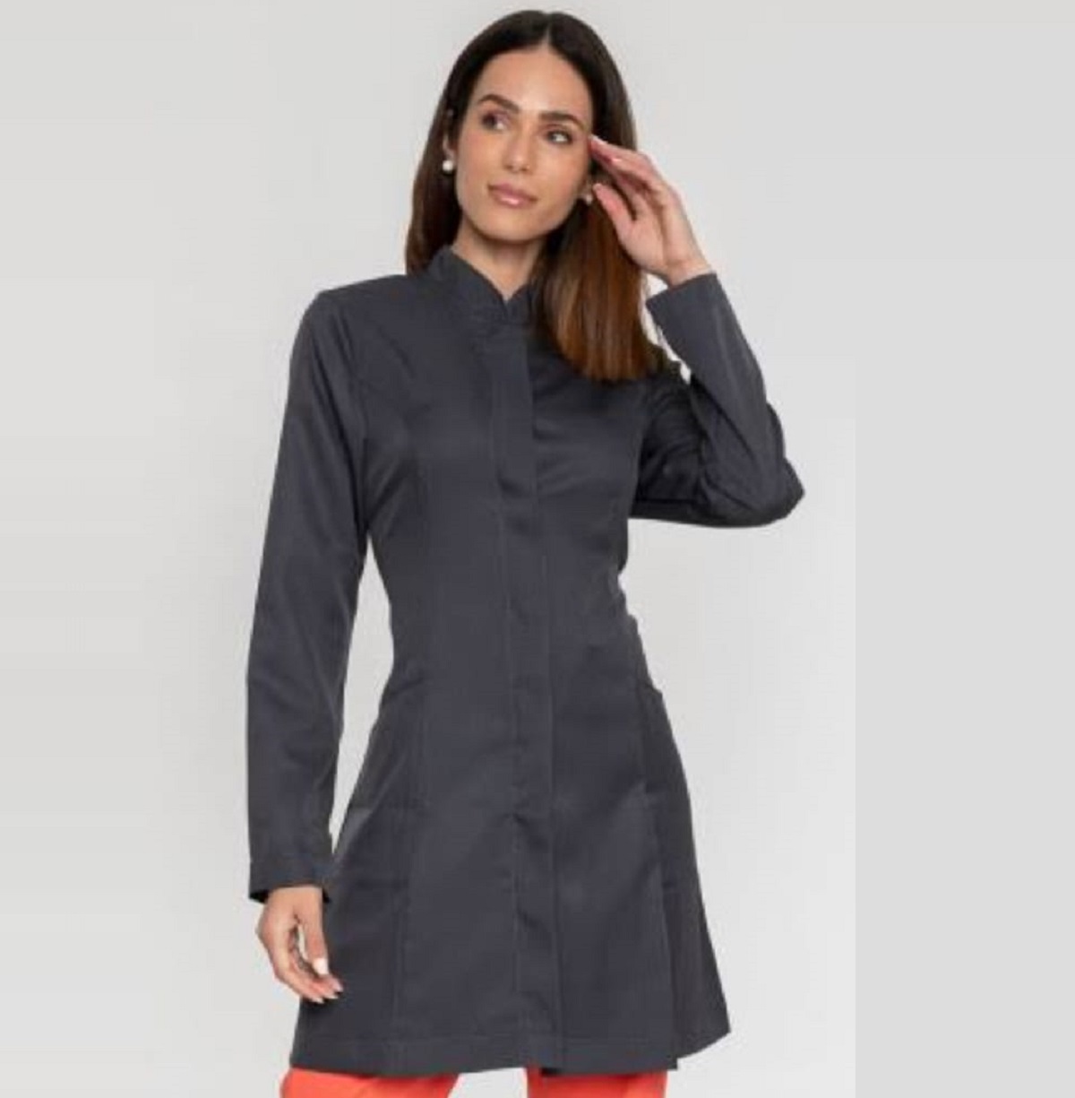 478PLU JALECO BOTÃO ESCONDIDO PUNHO 3 BOLSOS