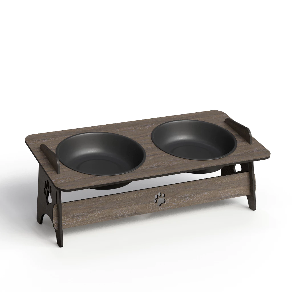 Comedouro Duplo Elevado em MDF   Estilo e Conforto para Gatos & Cães