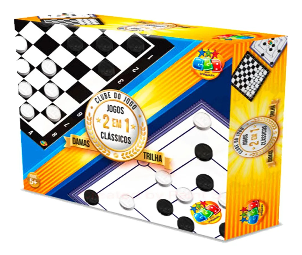 Jogo Clássicos Damas  e Trilha 2 Em 1 Infantil