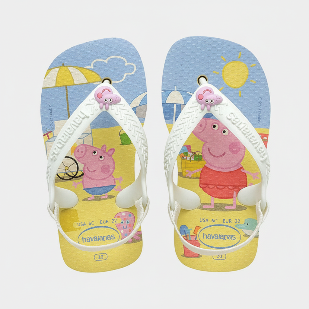 Chinelo Infantil Havaianas Baby Peppa Pig Praia com Elástico (Borracha)