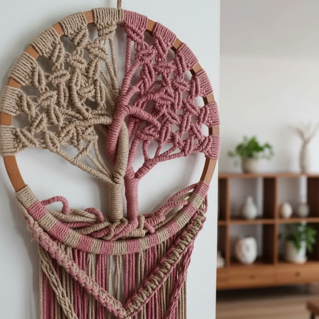 Painel Macramê Nó Da Vida - Parede 20x60cm - Decoração Boho