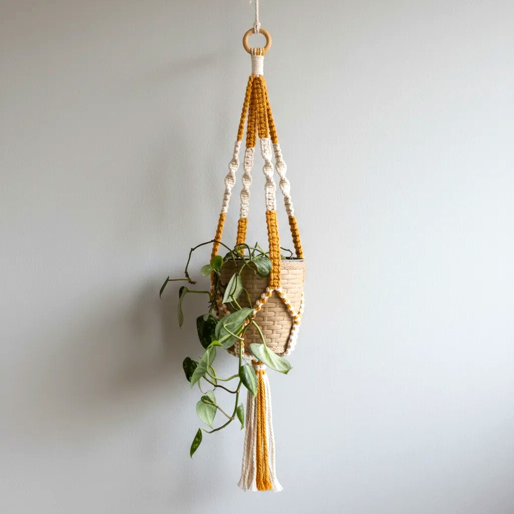 Decoração Para Plantas 70cm - Suporte Colors Para Vasos Em Macramê