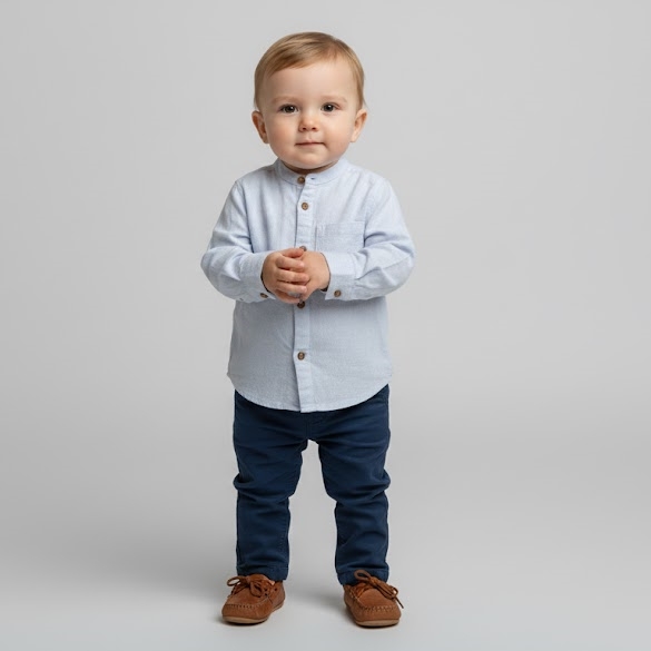 Camisa Bebê Masculina Zara Manga Longa Azul Claro Gola Padre 18-24m