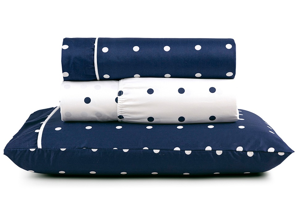 Jogo De Cama Lençol Petit Poá Solteiro Micro Percal 200 Fios Estampas em Bolinhas - 03 Peças