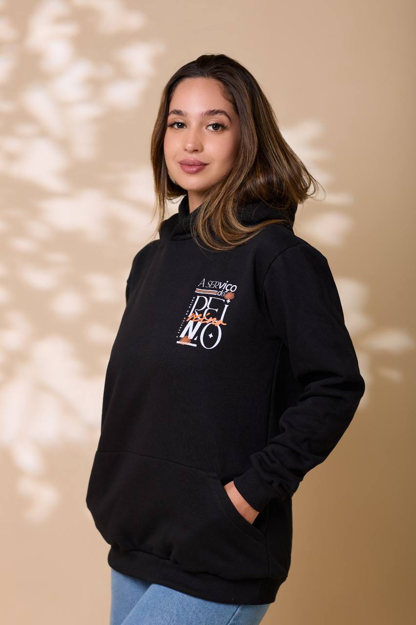 MOLETOM UNISSEX COM CAPUZ SERVIÇO DO REINO ( PRETO )