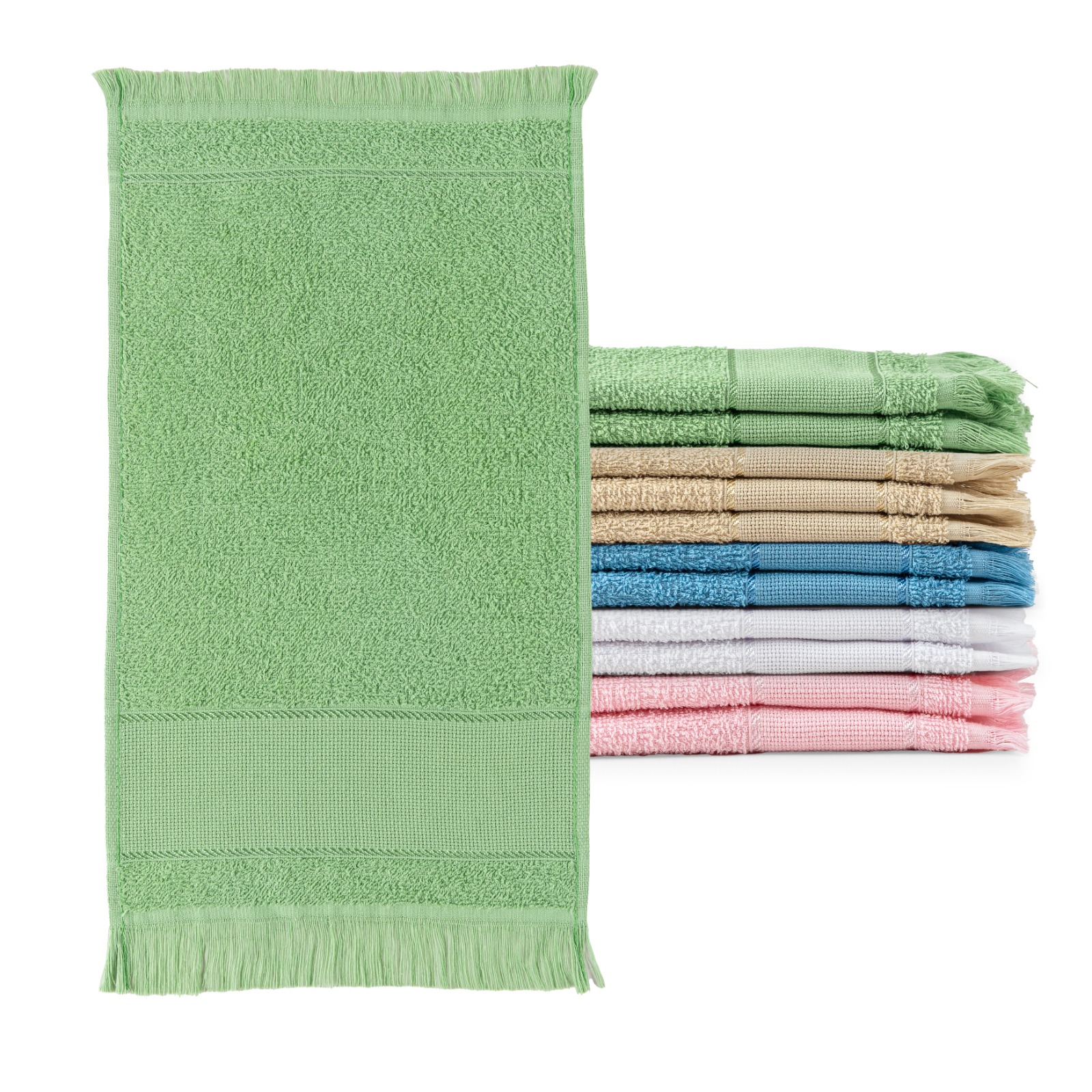 Kit 12 Toalhas de Lavabo Social Franjinha Felpa 23x39cm 100% Algodão Hipoalergênicas para Bordado