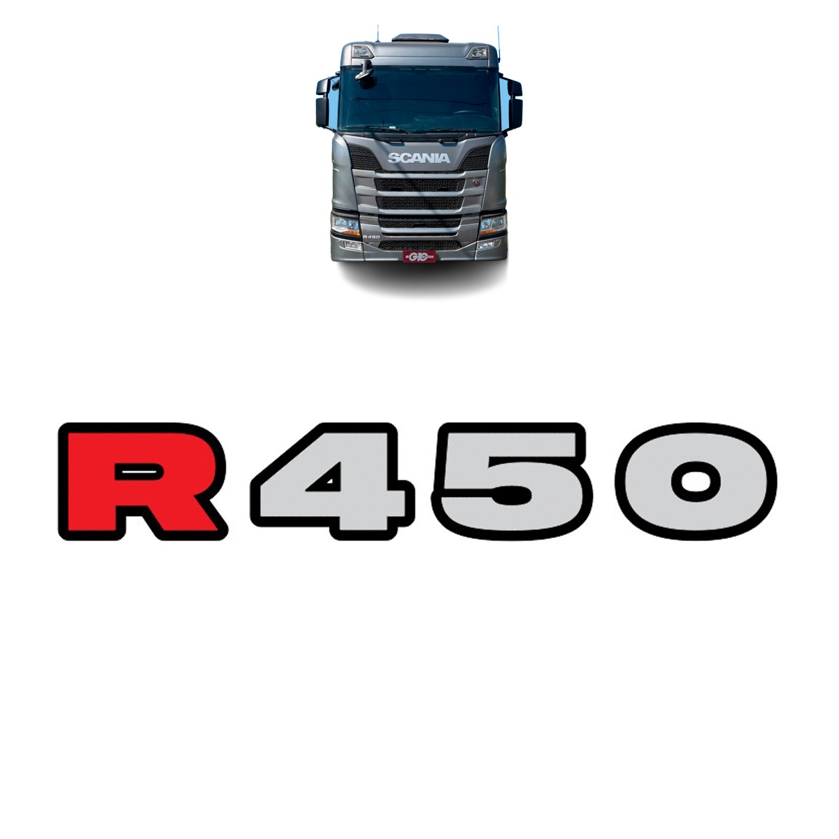 Aplique Potência R450 scania ntg Em Acrílico espelhado vermelho