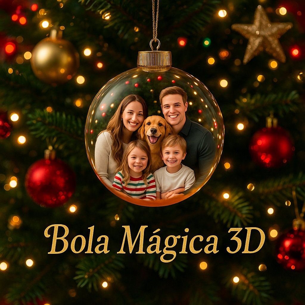 Bola Mágica 3D, a bola de Natal que reproduz vídeos e fotos da sua família! FRETE GRÁTIS