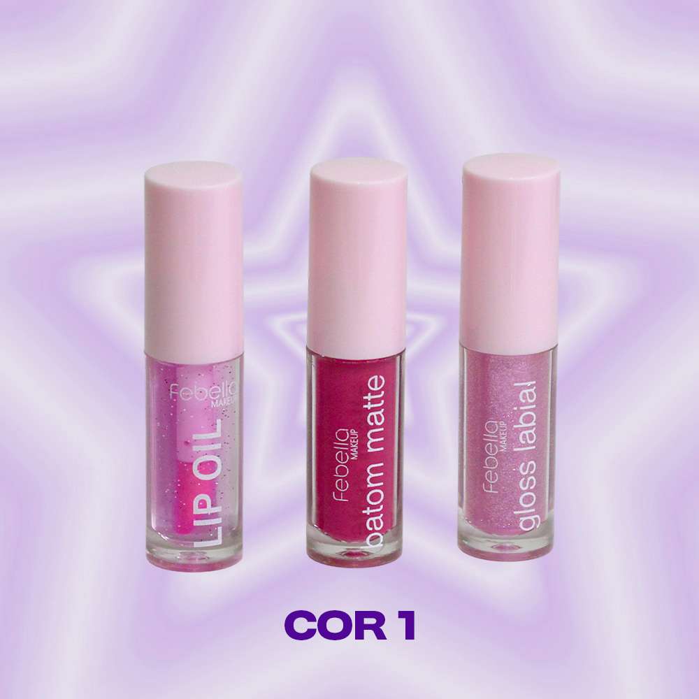 Kit 3 em 1 - Batom+Gloss+Lip Oil