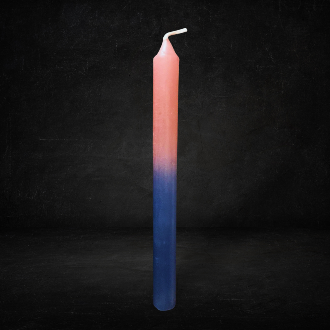 Vela Palito Bicolor Azul e Rosa - 18cm