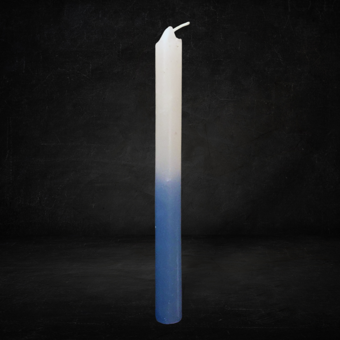 Vela Palito Bicolor Azul Clara e Branca - 18cm