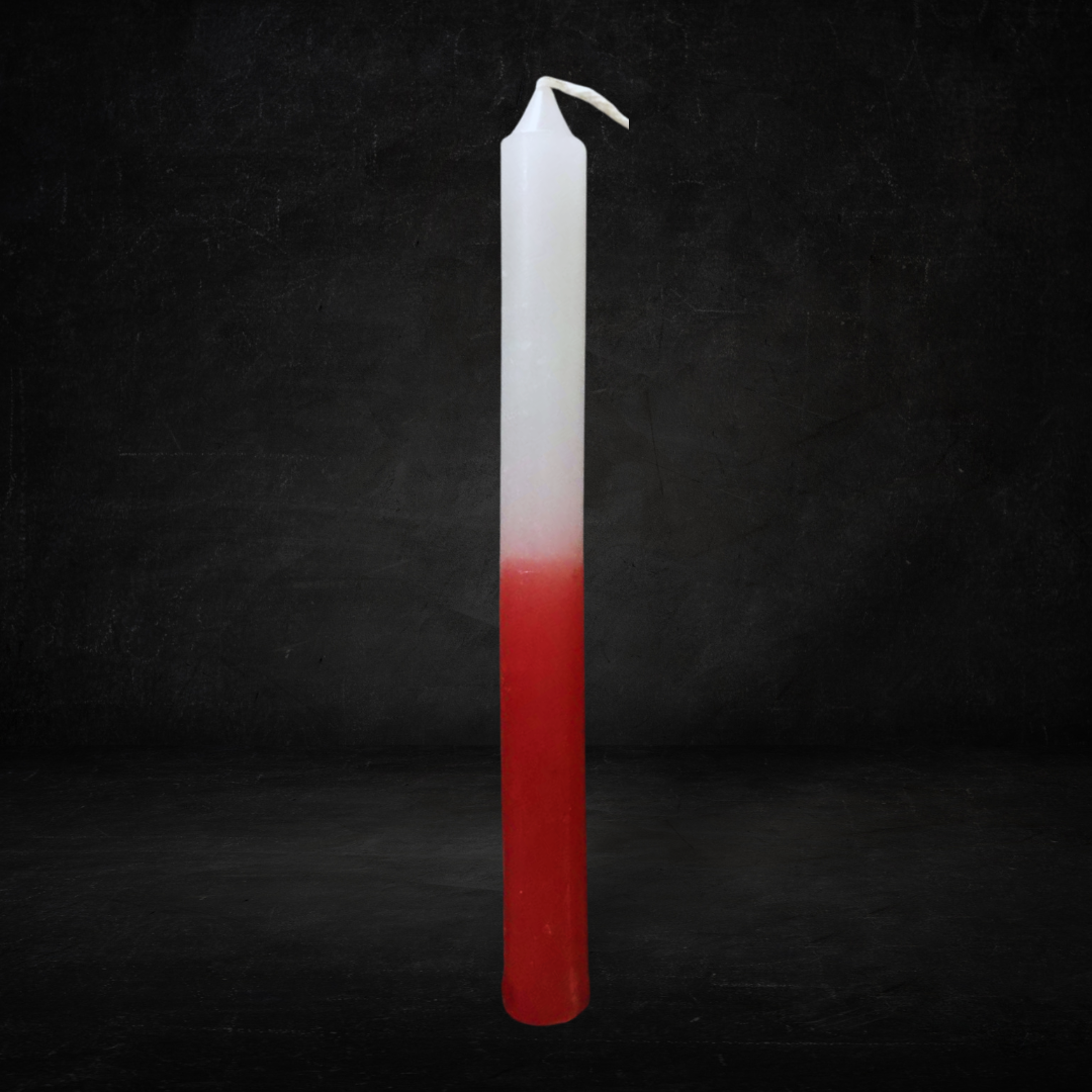 Vela Palito Bicolor Vermelha e Branca - 18cm