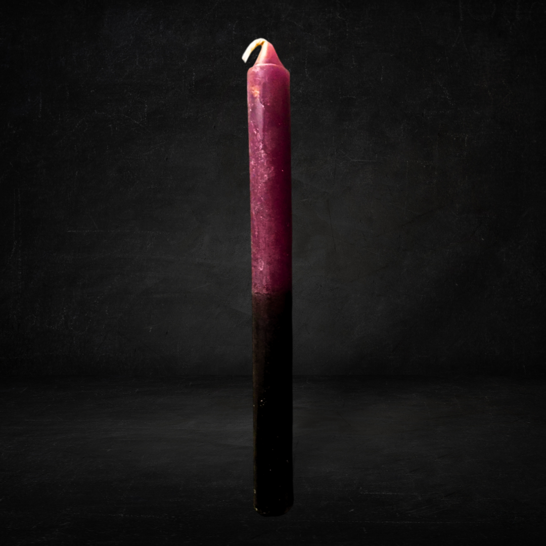 Vela Palito Bicolor Preta e Roxa - 18cm