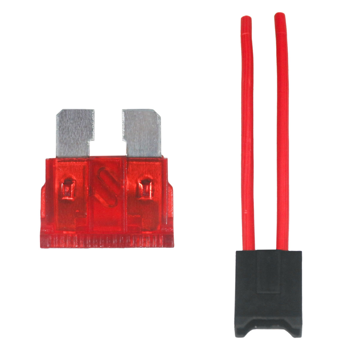 Kit Fusivel Lamina Médio 10A Amperes Vermelho + Porta Fusivel com Fio 4mm Reforçado