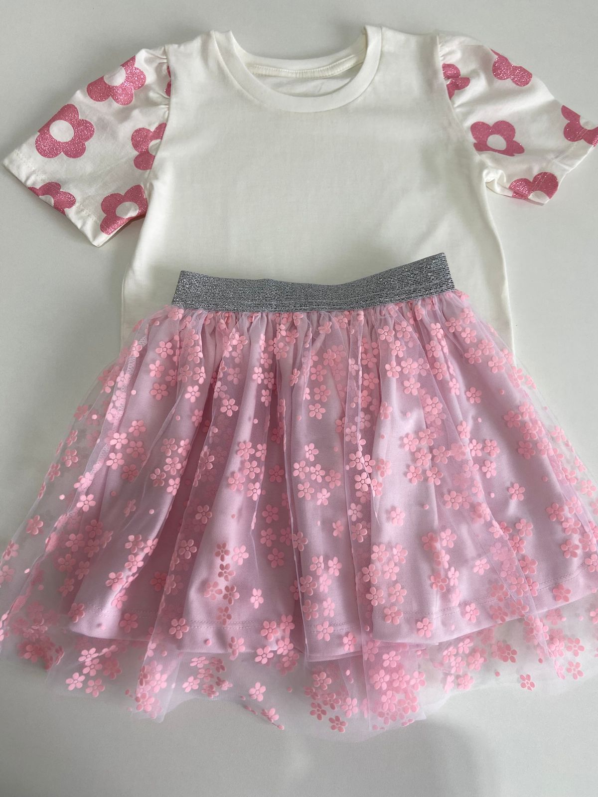 Conjunto saia tule primavera mágica