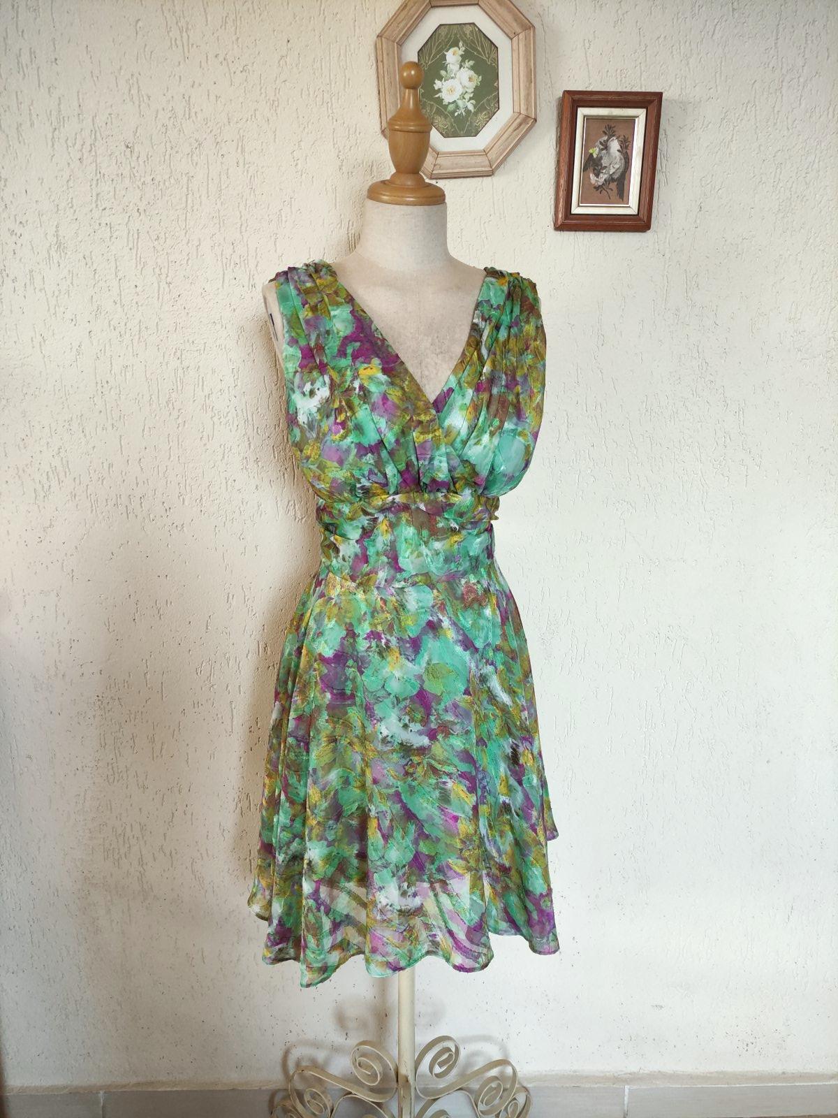 Vestido midi festa verde floral godê - G