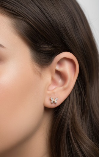 Piercing Labret Titânio G23 PVD / Borboleta Dourada