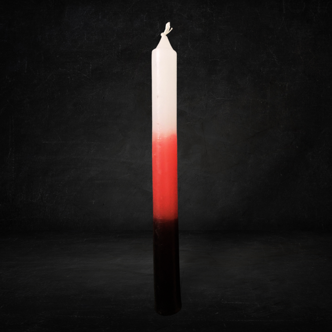 Vela Palito Tricolor Preta Vermelha e Branca - 18cm
