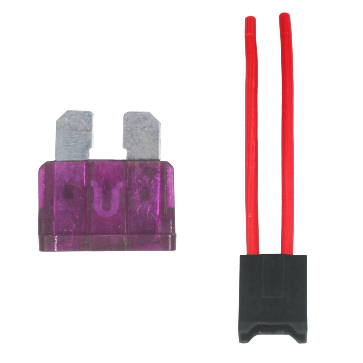 Kit Fusivel Lamina Médio 40A Amperes Roxo + Porta Fusivel com Fio 4mm Reforçado