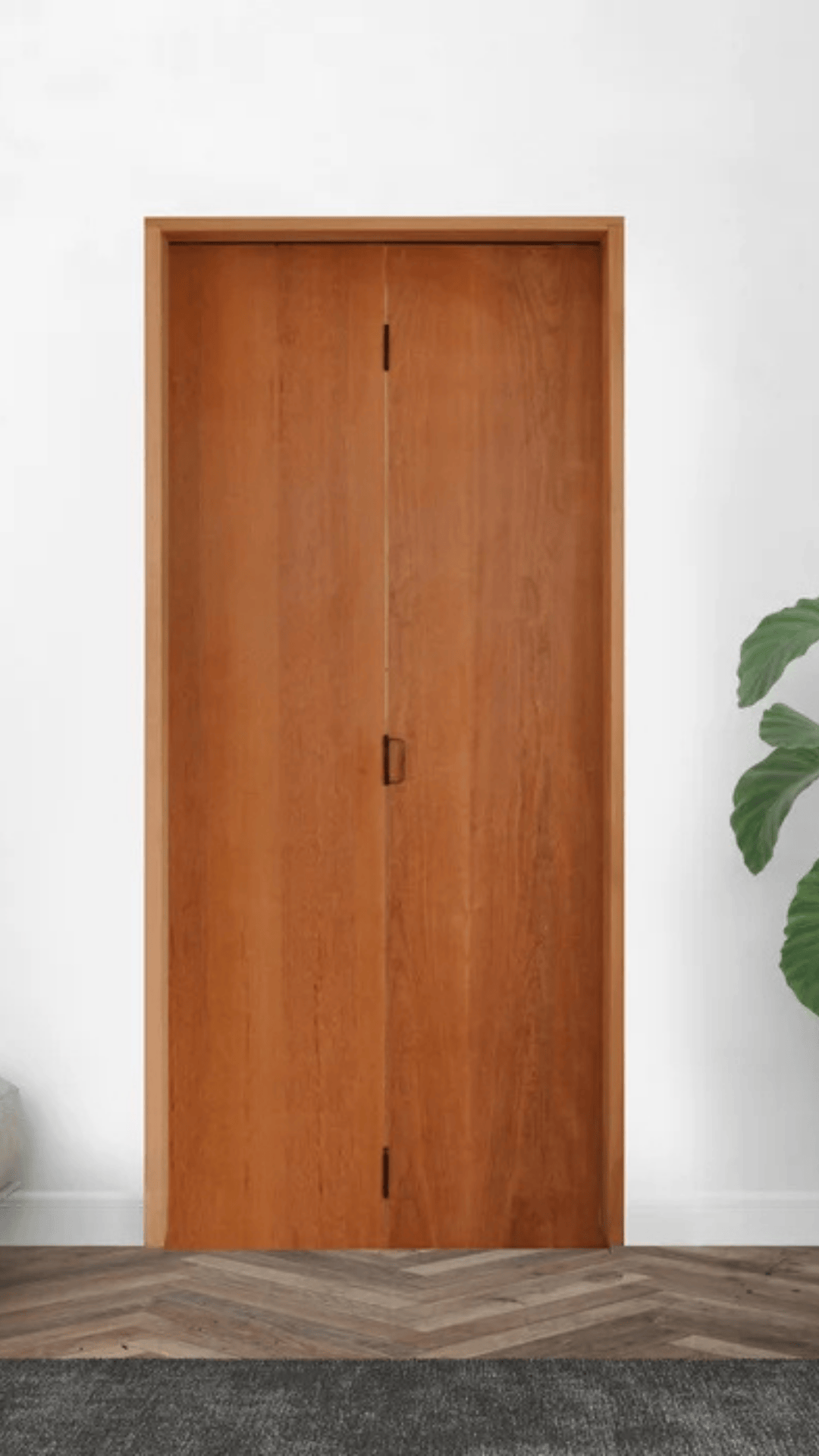 Kit Porta Camarão de Madeira Padrão Imbuia 82X 210 Batente 10cm com Ferragens Lado Direito