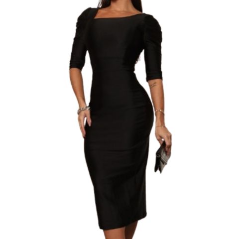 Vestido Midi Malha Prada Costura Dupla