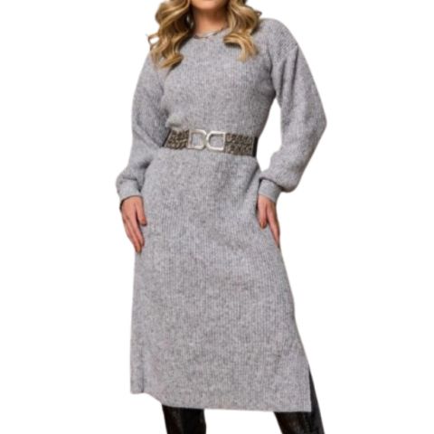 Vestido Midi de Tricot Mousse Manga Longa